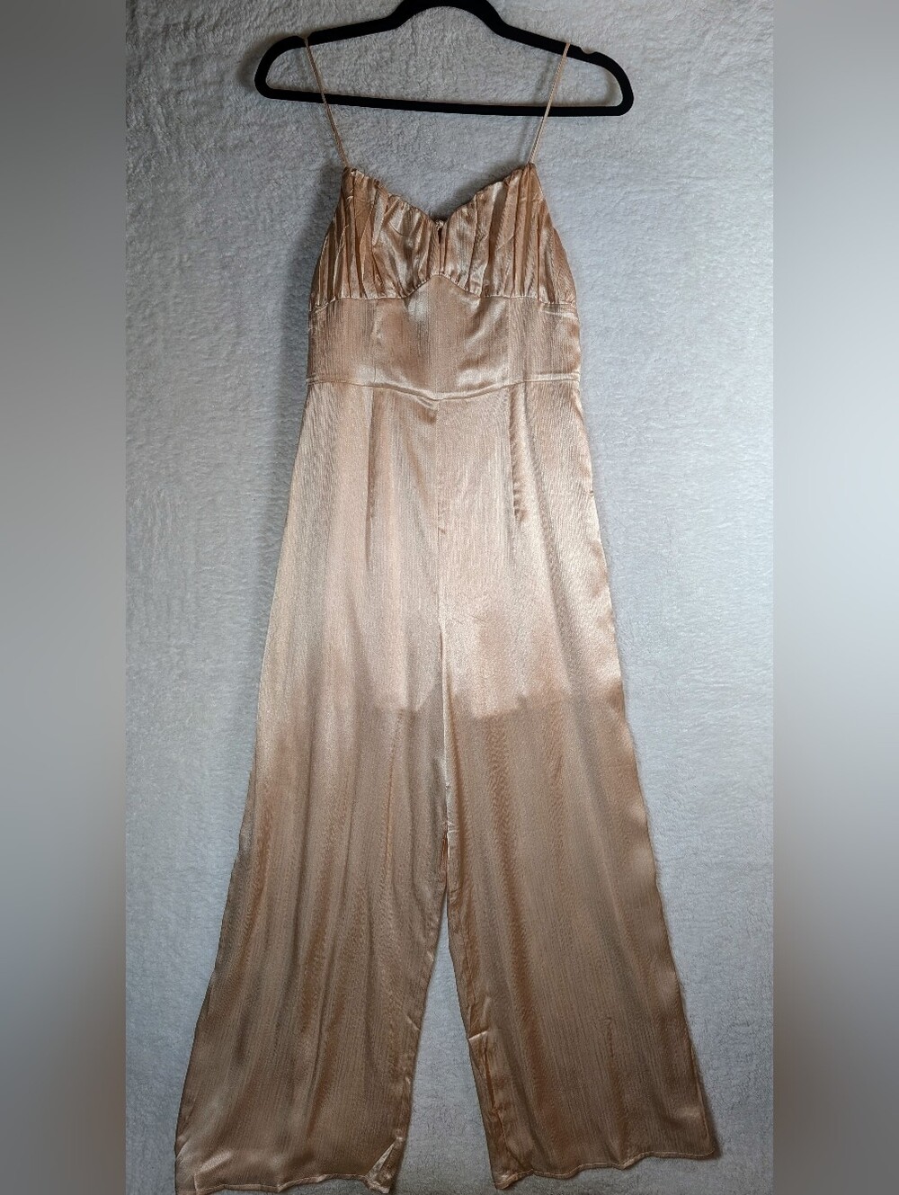Satin Wide-Leg Jumpsuit in Champagne